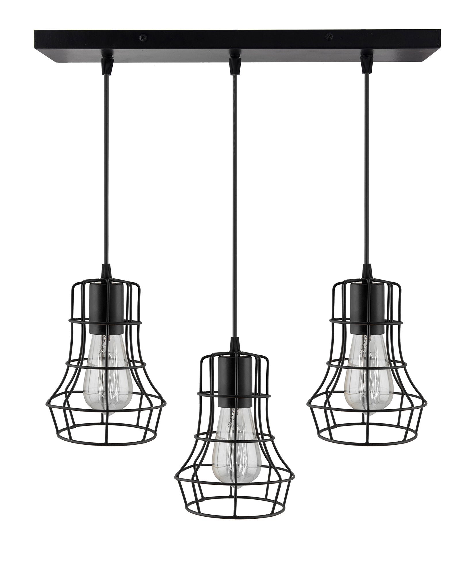 3-lights Linear Cluster Chandelier Metal hanging Pendant Light, kitchen area and dining room light