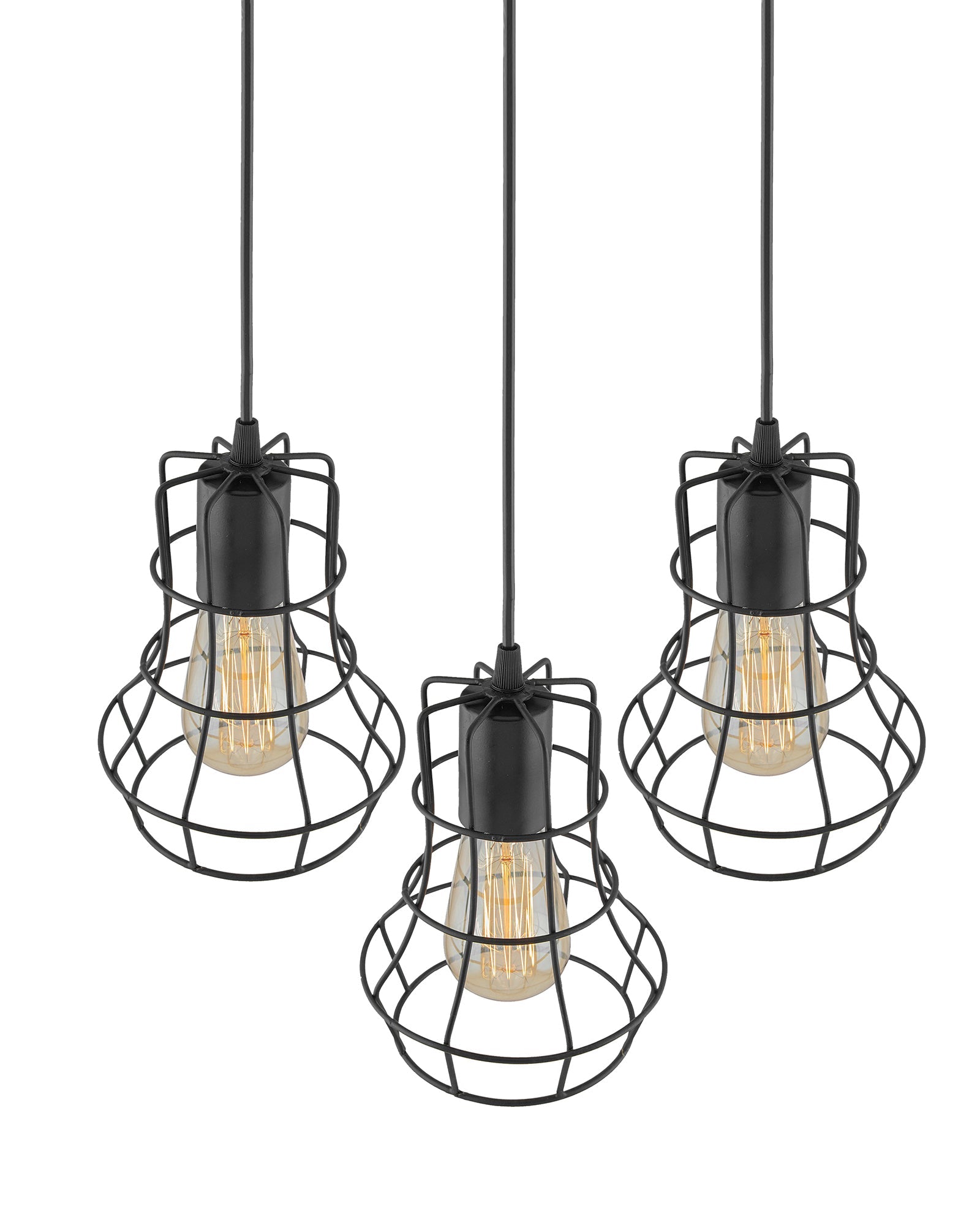 3-lights Linear Cluster Chandelier Metal hanging Pendant Light, kitchen area and dining room light
