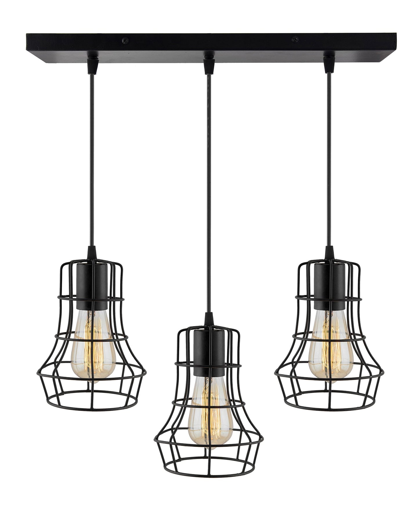 3-lights Linear Cluster Chandelier Metal hanging Pendant Light, kitchen area and dining room light
