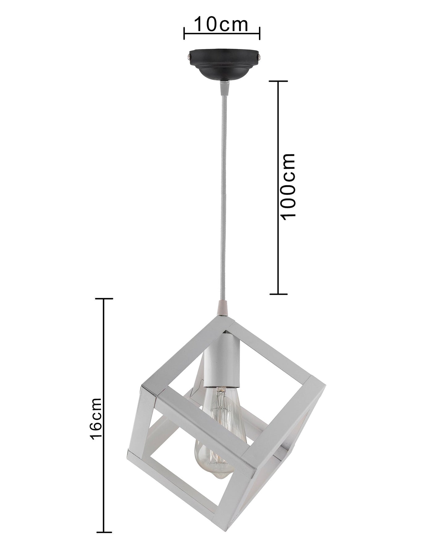 Edison Filament White Hanging Cube 6", E27 Holder, Decorative, URBAN Retro, nordic style, LED/filament bulb