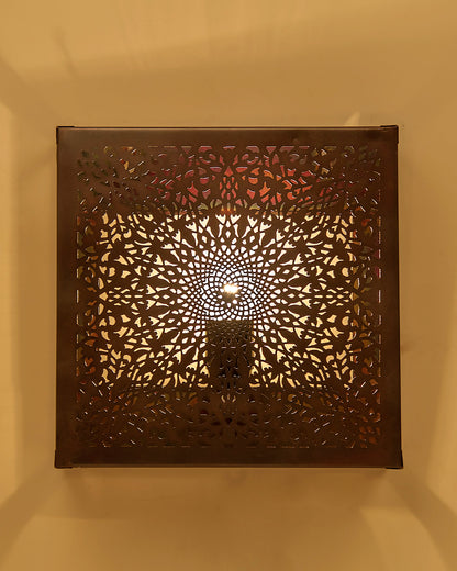 Oriental Square Wall Lamp Light Lampshade, Antique Moroccan Wall Sconce