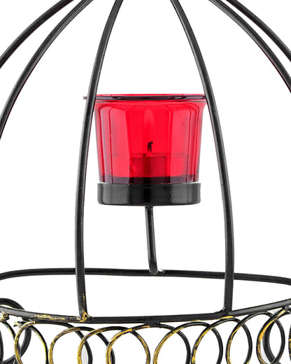 Metal Tealight Holder Bird Cage withGlass candle, Wall Candle holder Art, Metal Wall Sconce Decor