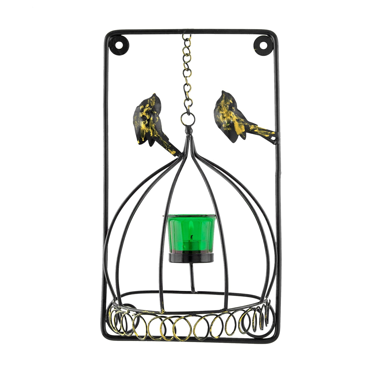 Metal Tealight Holder Bird Cage withGlass candle, Wall Candle holder Art, Metal Wall Sconce Decor