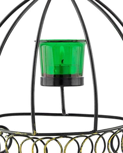Metal Tealight Holder Bird Cage withGlass candle, Wall Candle holder Art, Metal Wall Sconce Decor