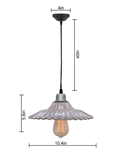 CLASSIC RIBBED Antique Silver GLASS PENDANT hanging light, E27 Nordic Glass ceiling LED/filament light