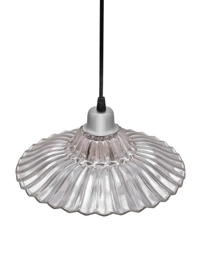CLASSIC RIBBED Antique Silver GLASS PENDANT hanging light, E27 Nordic Glass ceiling LED/filament light
