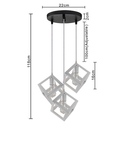 3-lights Round Cluster Chandelier White Hanging Cube 6", Hanging Pendant Light with Braided Cord, URBAN Retro, nordic style, bulb not included