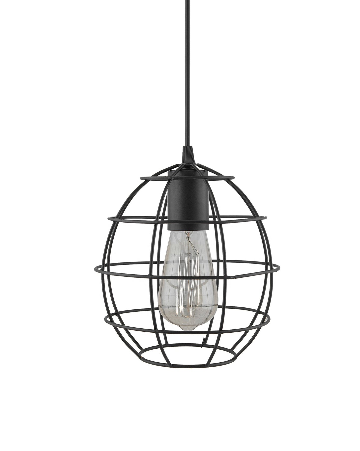 E27 Ediosn Vintage Black Metal Sphere Hanging Light, Pendant Ceiling Light Lamp