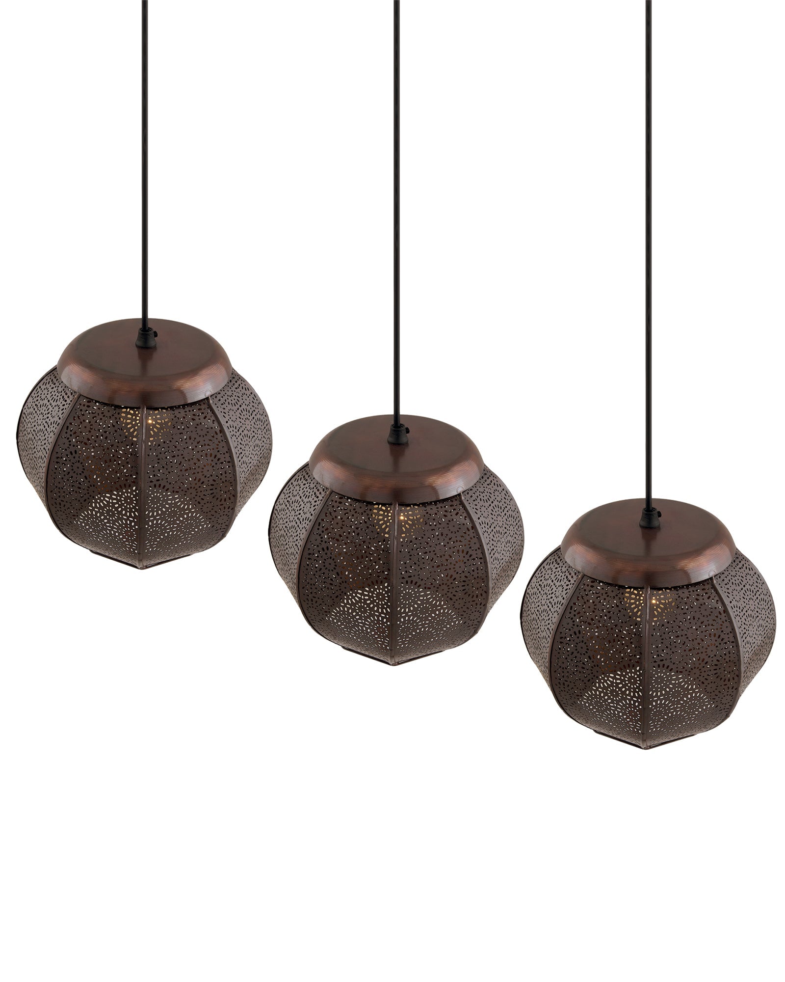 3-Lights Linear Cluster Chandelier Classic Moroccan Hanging Pendant Light, Kitchen Area and Dining Room Light, LED/Filament Light