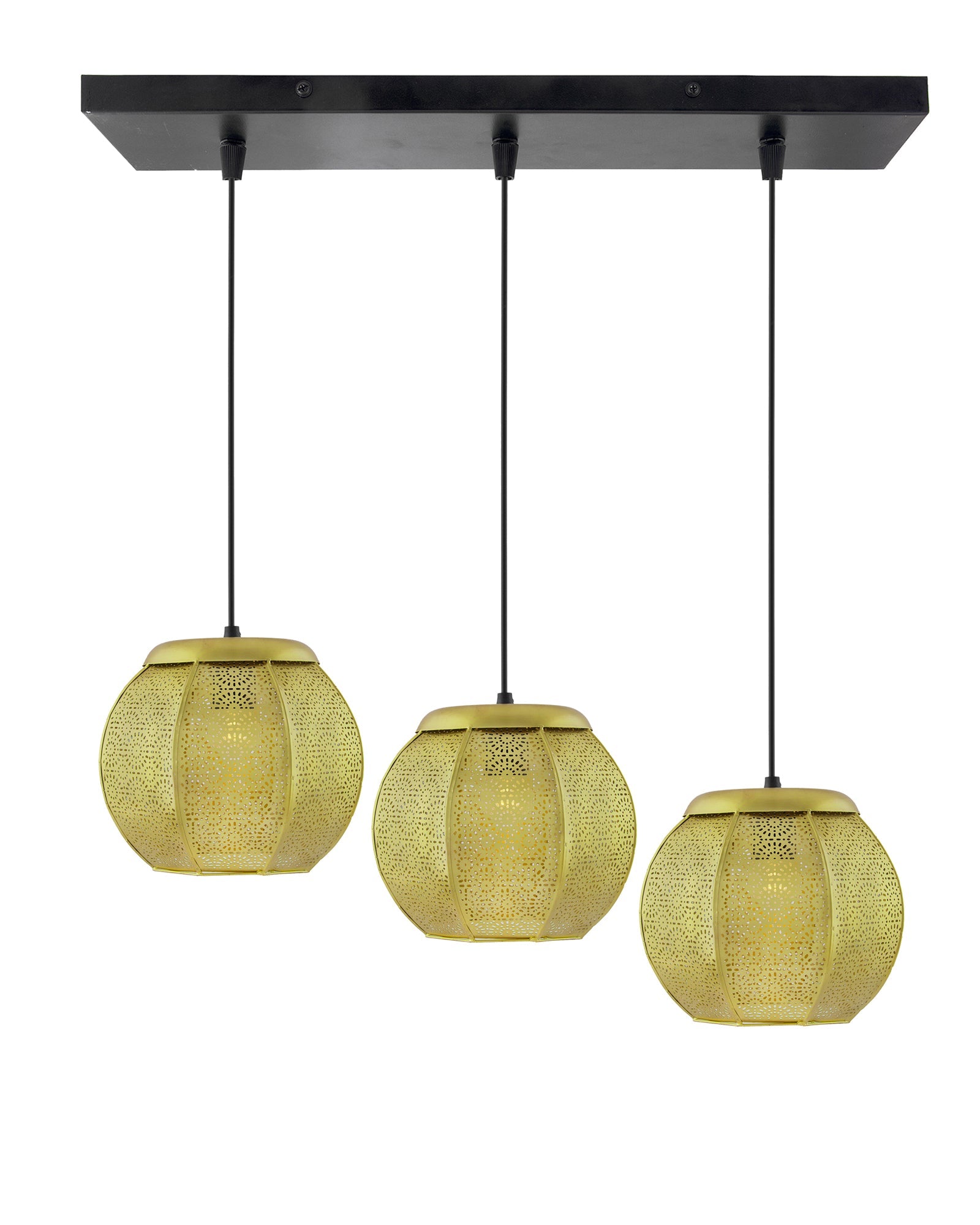 3-Lights Linear Cluster Chandelier Classic Moroccan Hanging Pendant Light, Kitchen Area and Dining Room Light, LED/Filament Light