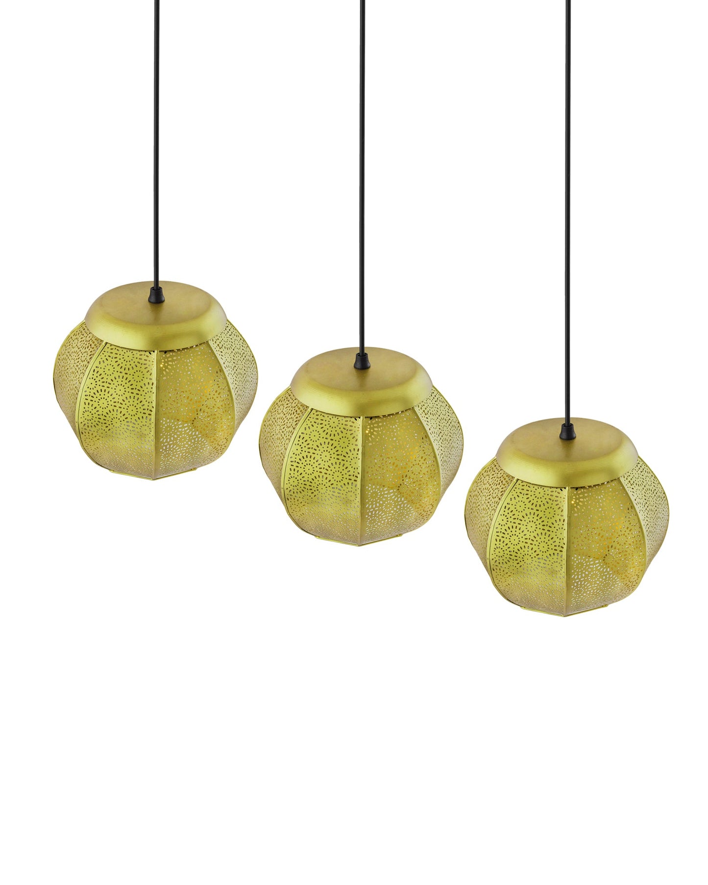 3-Lights Linear Cluster Chandelier Classic Moroccan Hanging Pendant Light, Kitchen Area and Dining Room Light, LED/Filament Light