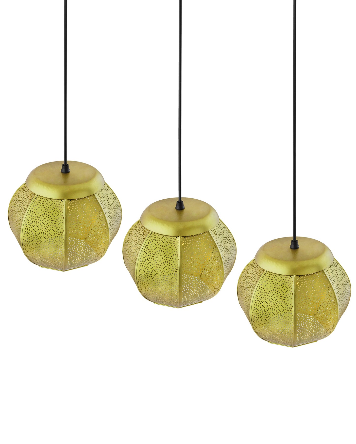 3-Lights Linear Cluster Chandelier Classic Moroccan Hanging Pendant Light, Kitchen Area and Dining Room Light, LED/Filament Light