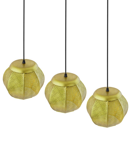 3-Lights Linear Cluster Chandelier Classic Moroccan Hanging Pendant Light, Kitchen Area and Dining Room Light, LED/Filament Light