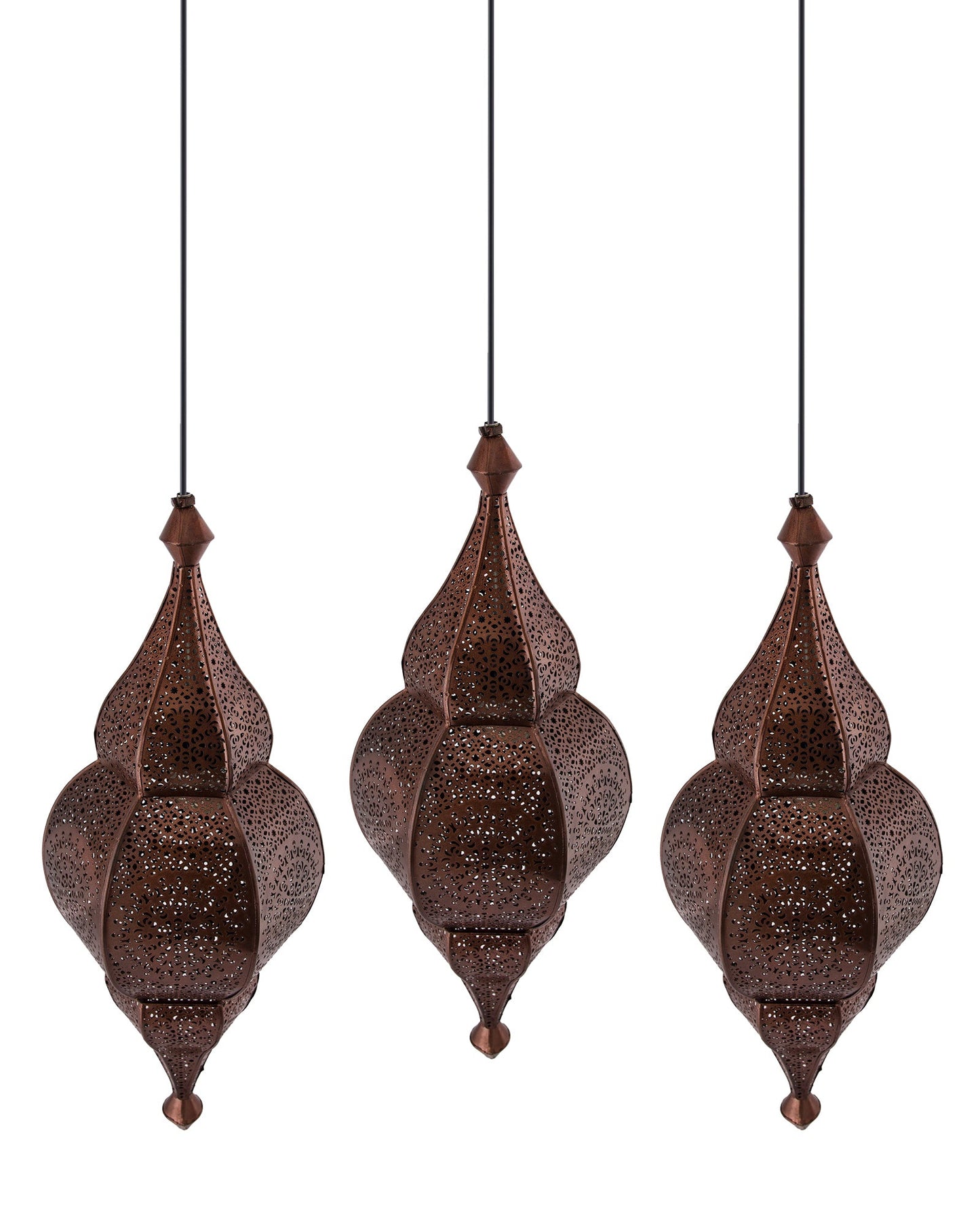 3-Lights Linear Cluster Chandelier Antique Classic Moroccan Nargis Hanging Pendant Light