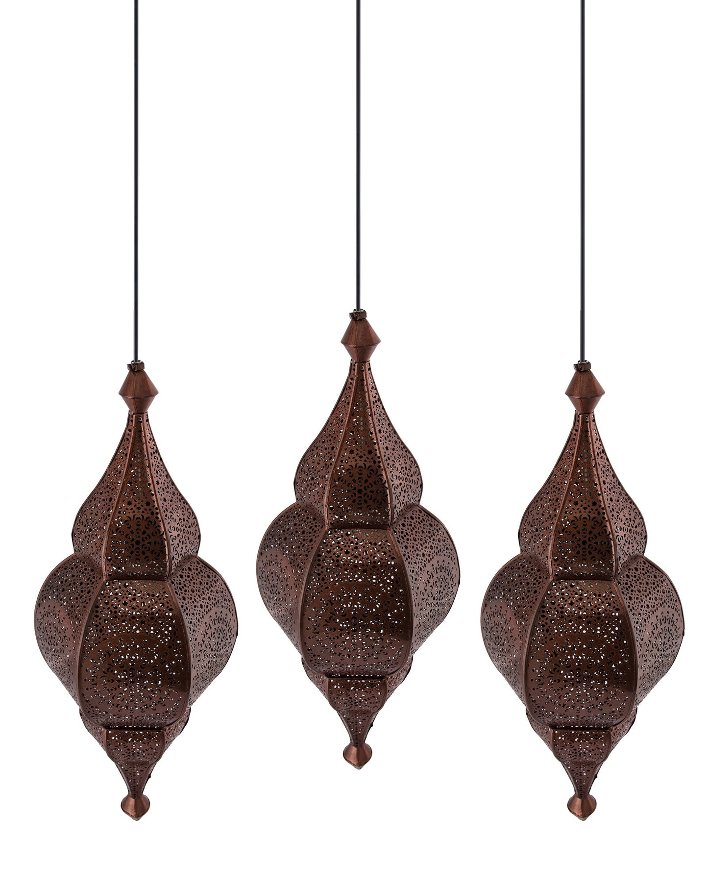 3-Lights Linear Cluster Chandelier Antique Classic Moroccan Nargis Hanging Pendant Light