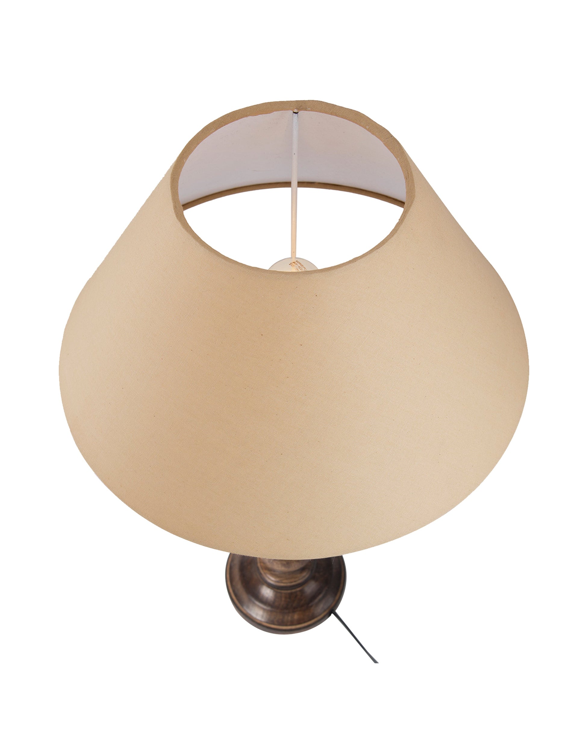 Floral Carved Black Wood Table Lamp With Shade