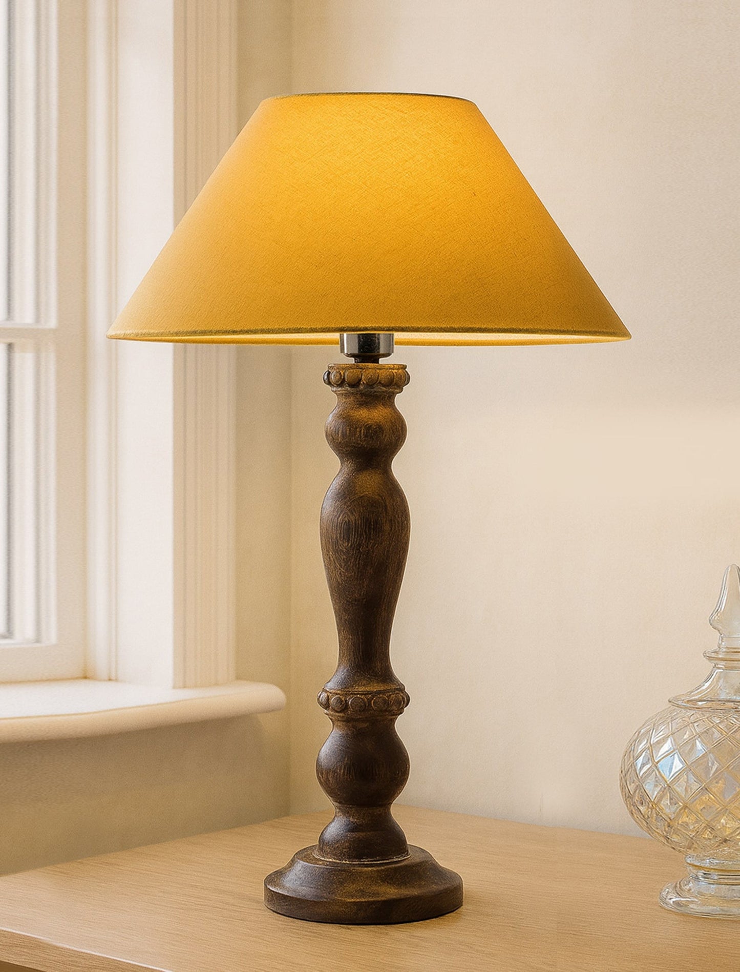 Eureka Polka Black Wood Table Lamp With Shade