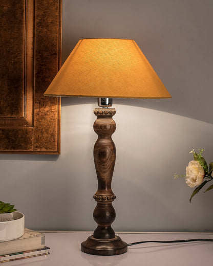 Eureka Polka Black Wood Table Lamp With Shade
