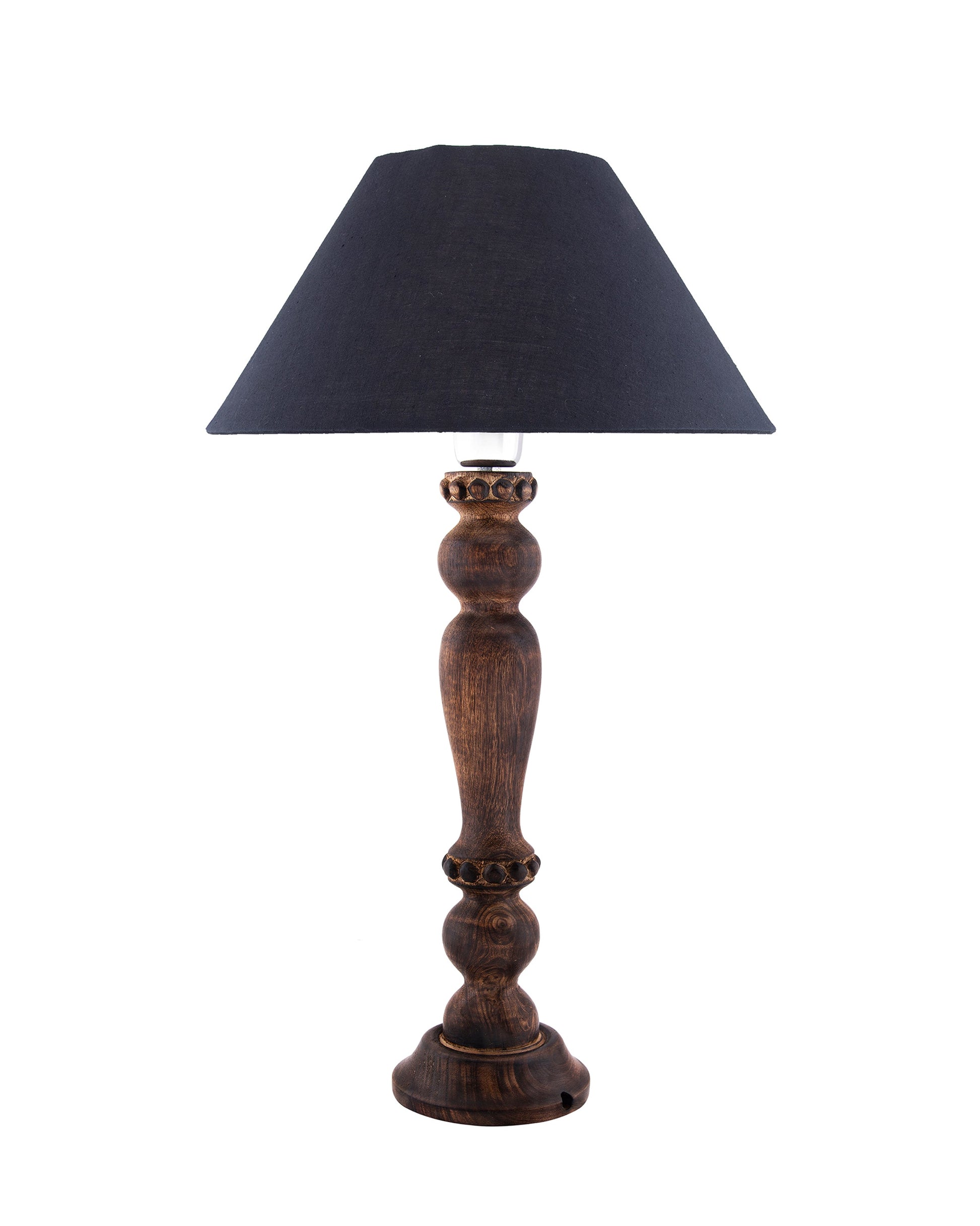 Eureka Polka Black Wood Table Lamp With Shade