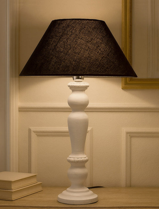 Eureka Polka White Wood Table Lamp With shade