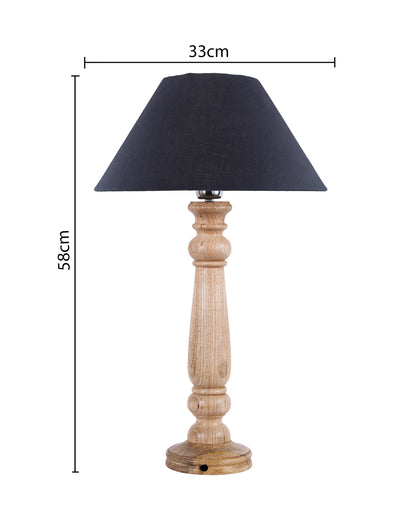Mabel Rustic Wood Table Lamp with Shade