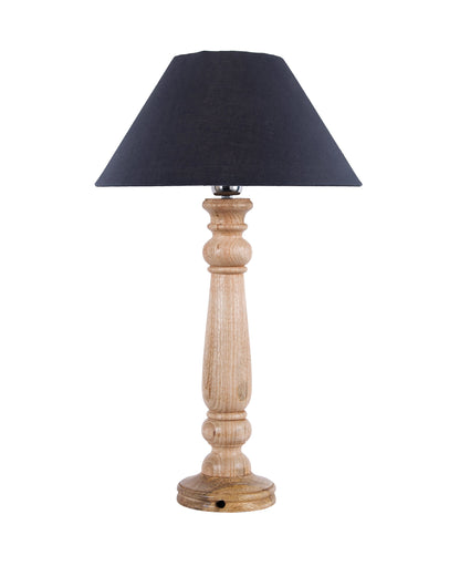 Mabel Rustic Wood Table Lamp with Shade