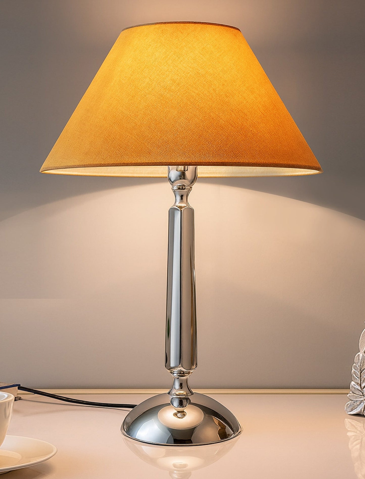 Classic Cubist Chrome Lamp with Shade