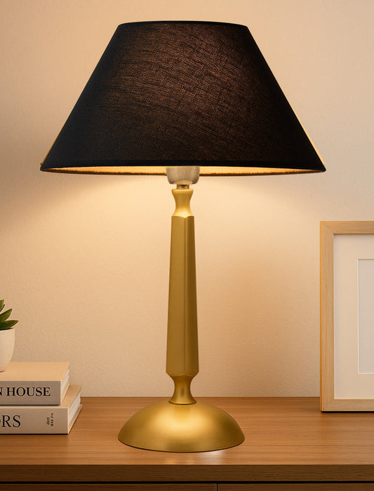 Classic Cubist Gold Brushed Lamp with Shade