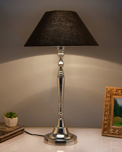 Imperial nickel brushed lamp with shade