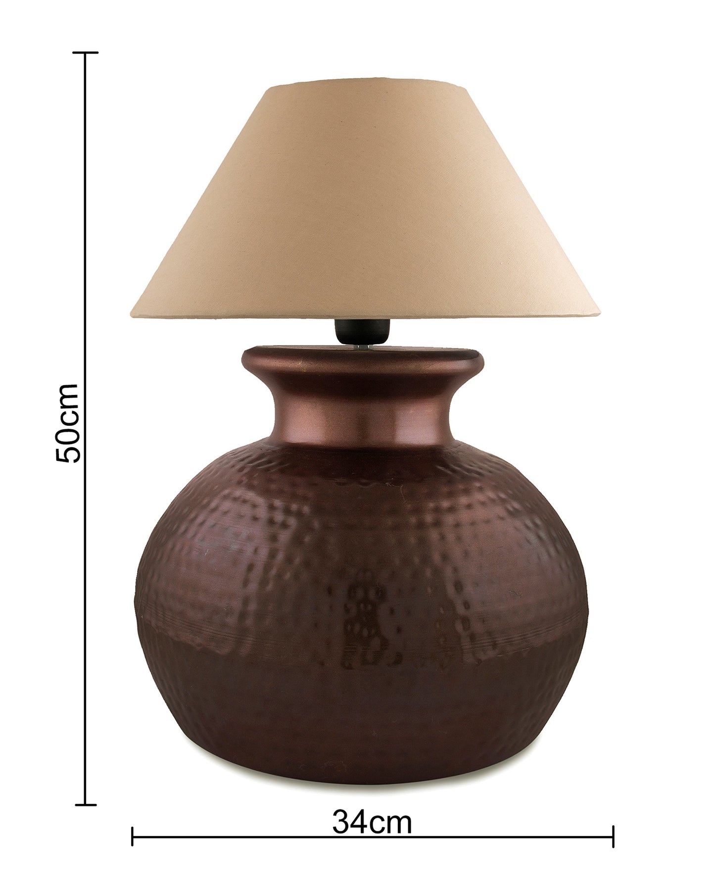 Antique Copper Hammered Pitcher Table Lamp with Shade