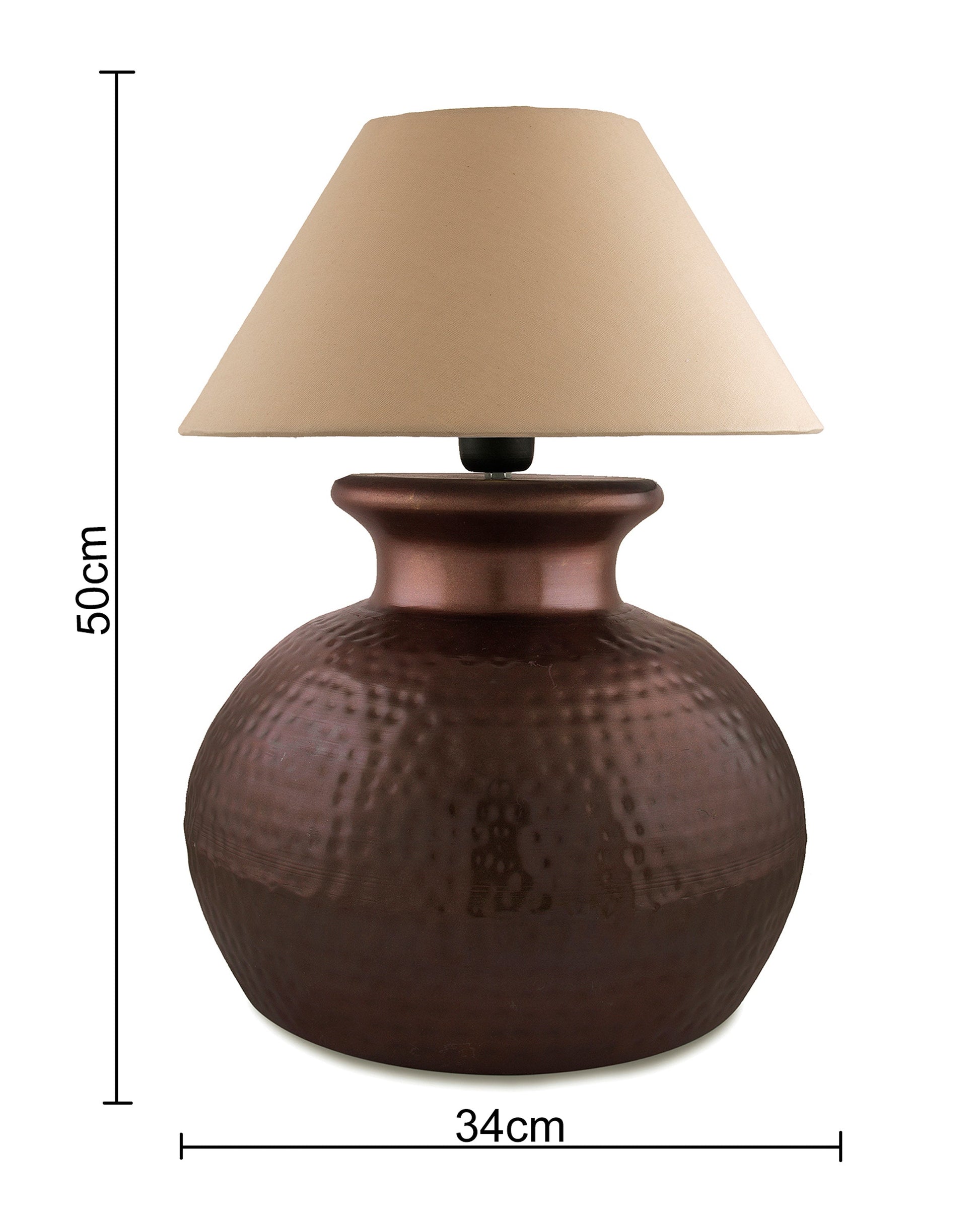 Antique Copper Hammered Pitcher Table Lamp with Shade