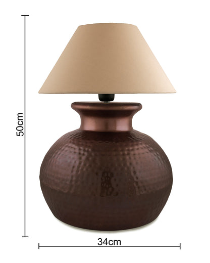 Antique Copper Hammered Pitcher Table Lamp with Shade