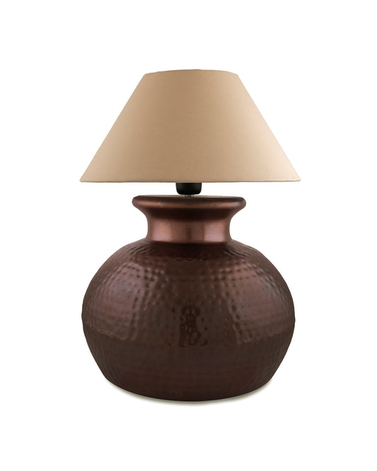 Antique Copper Hammered Pitcher Table Lamp with Shade