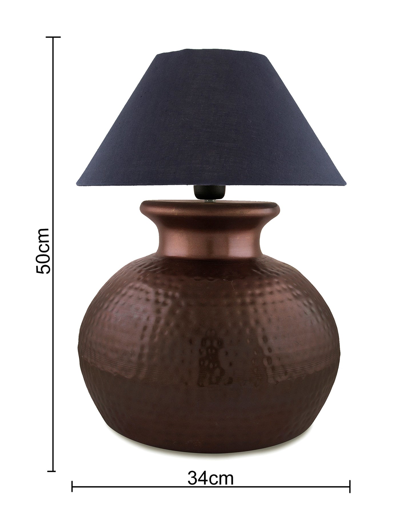 Antique Copper Hammered Pitcher Table Lamp with Shade