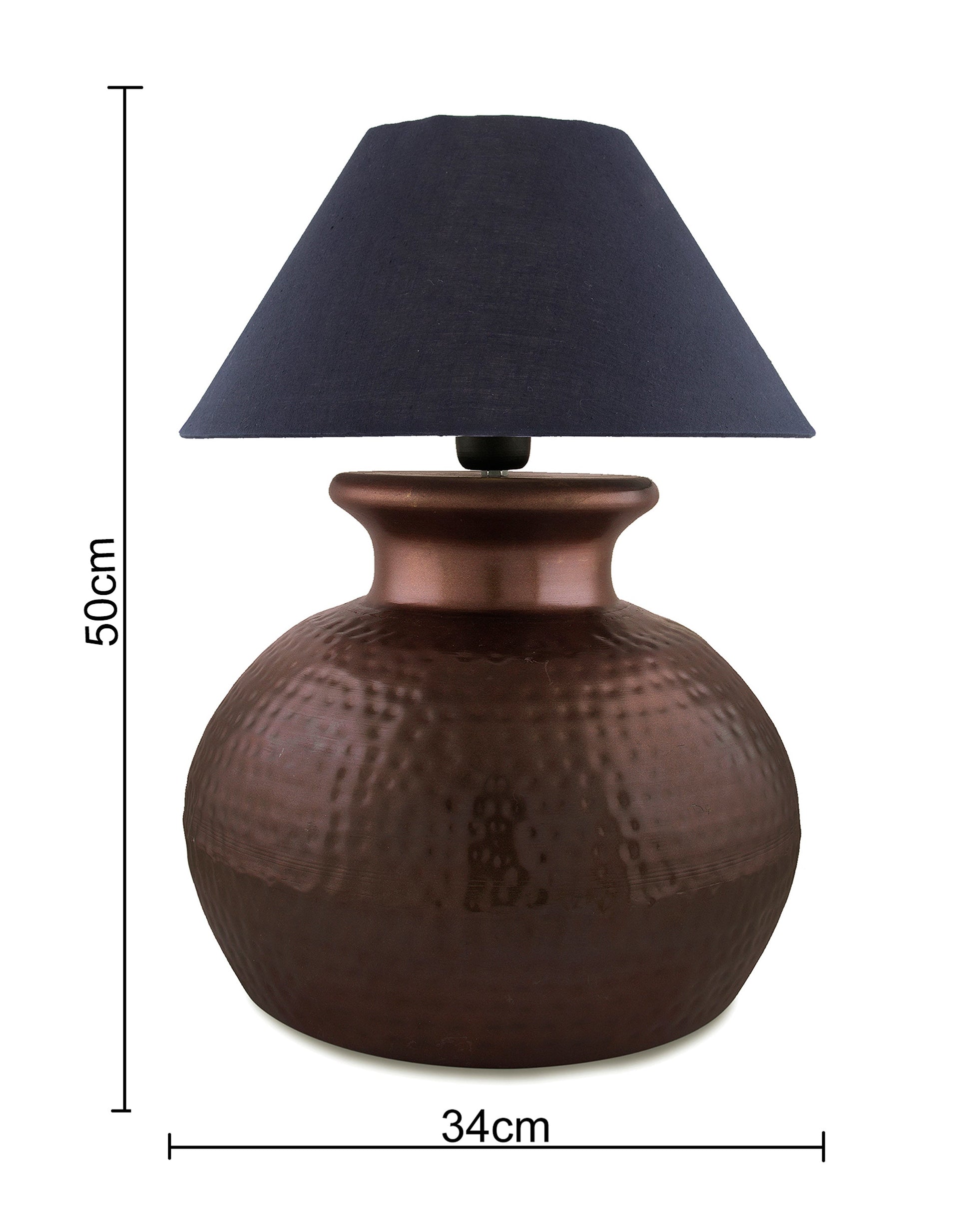 Antique Copper Hammered Pitcher Table Lamp with Shade