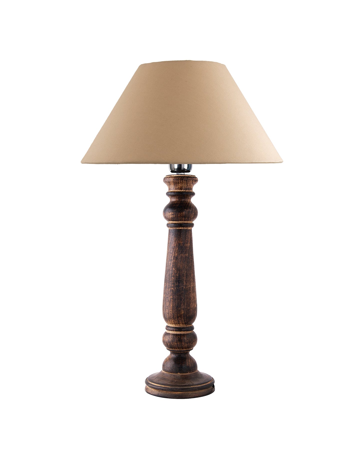 Mabel Antique Black Wood Table Lamp with Shade