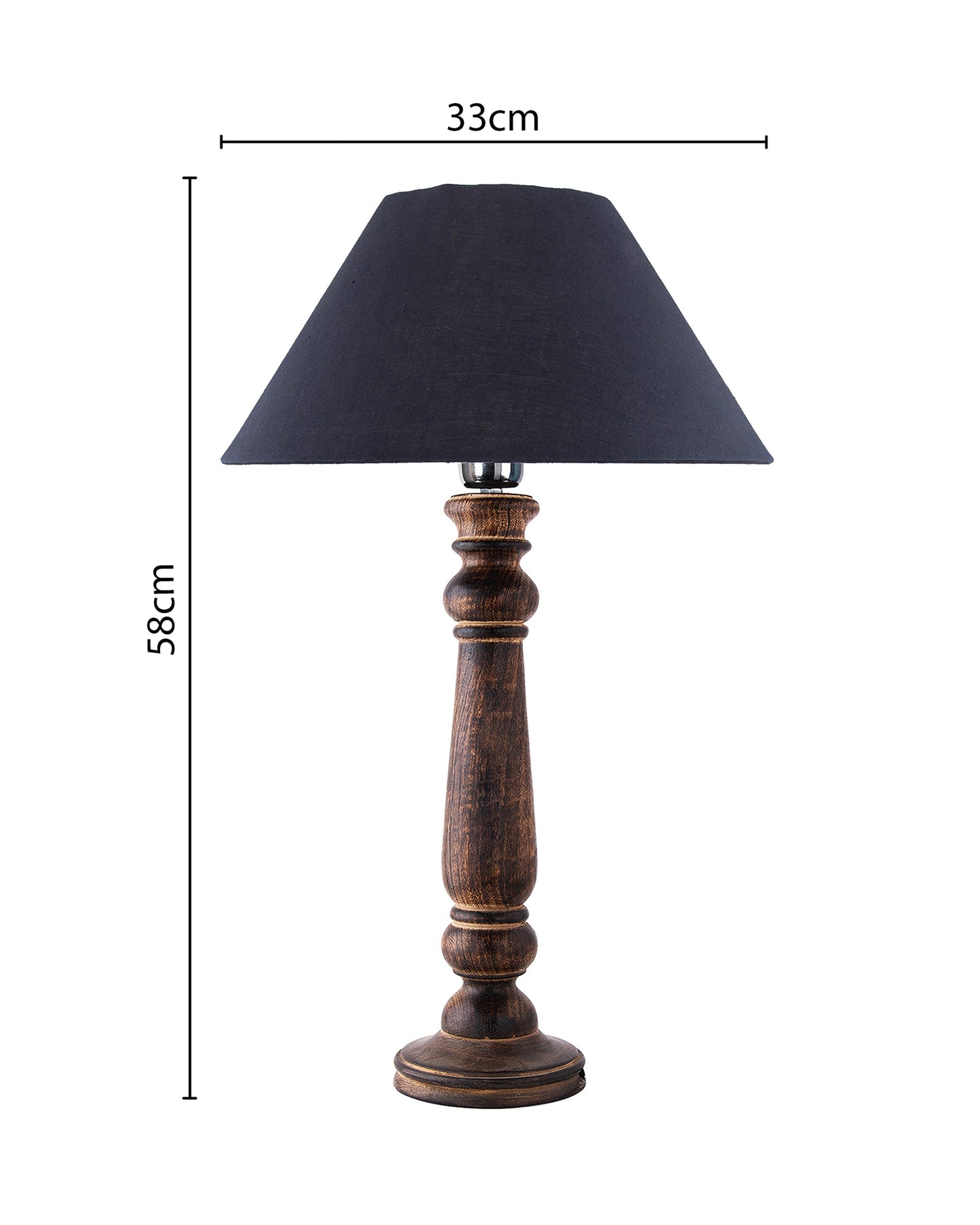 Mabel Antique Black Wood Table Lamp with Shade