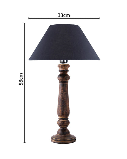 Mabel Antique Black Wood Table Lamp with Shade