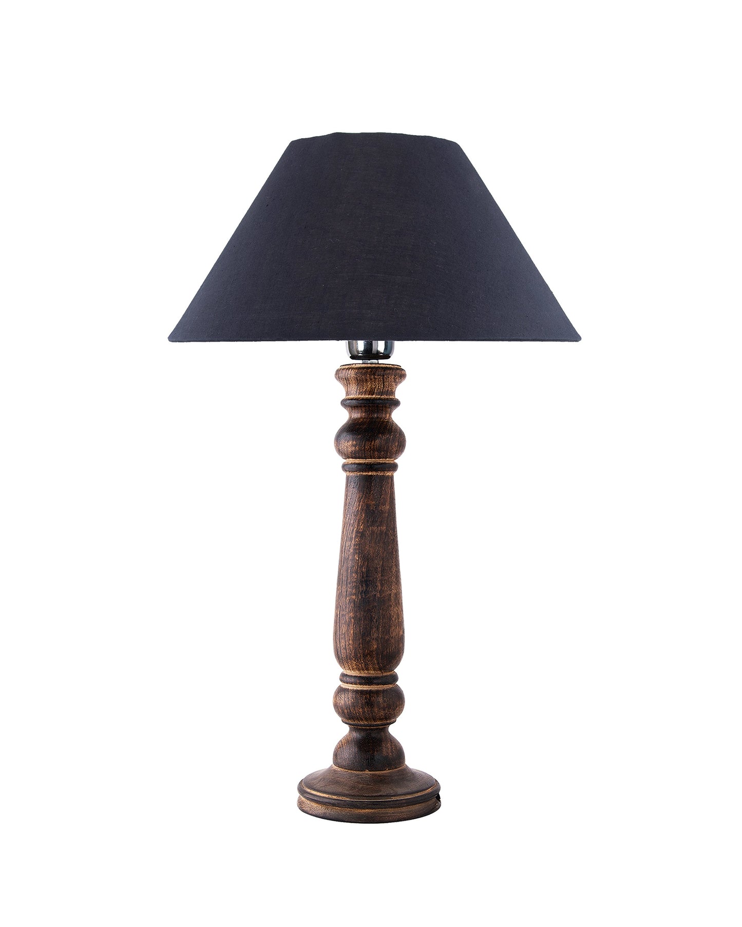 Mabel Antique Black Wood Table Lamp with Shade
