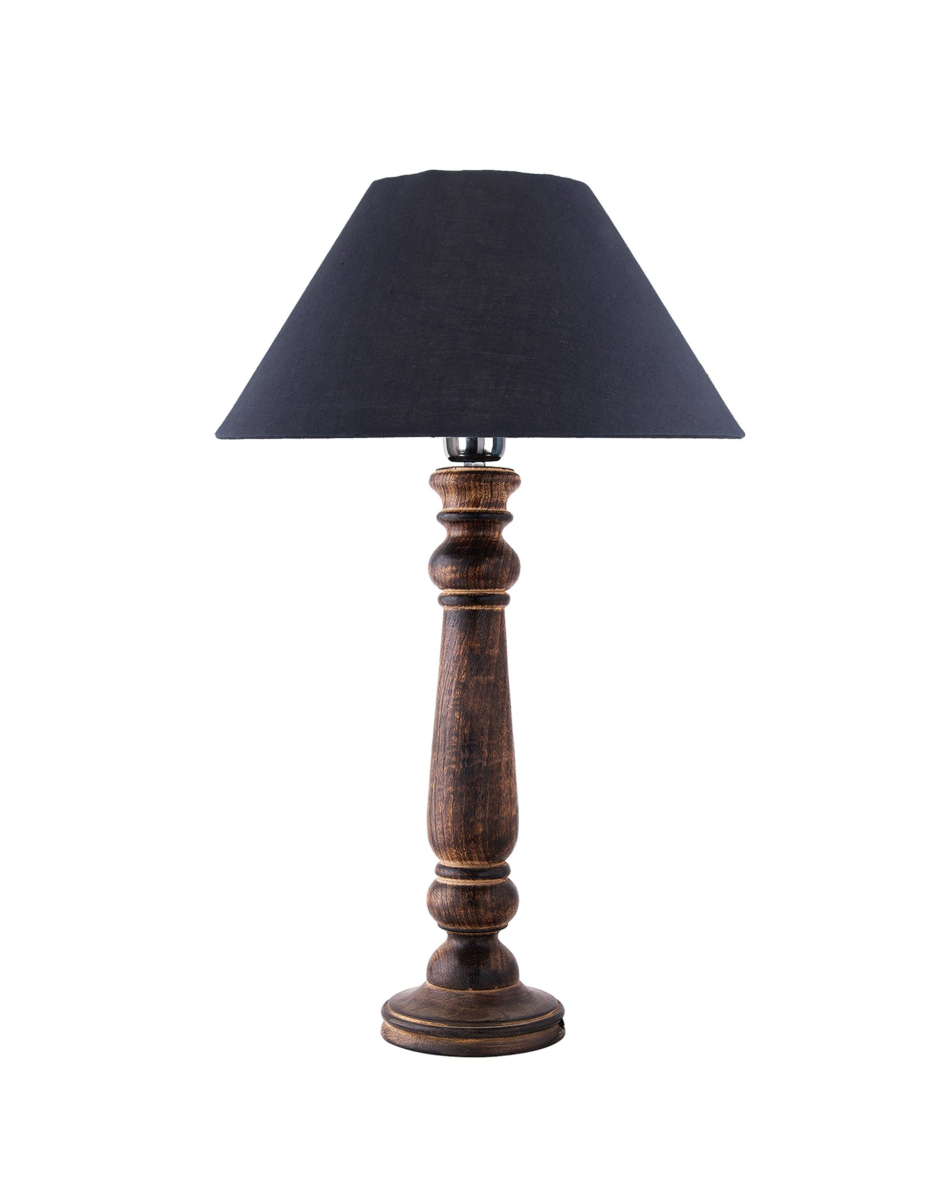 Mabel Antique Black Wood Table Lamp with Shade
