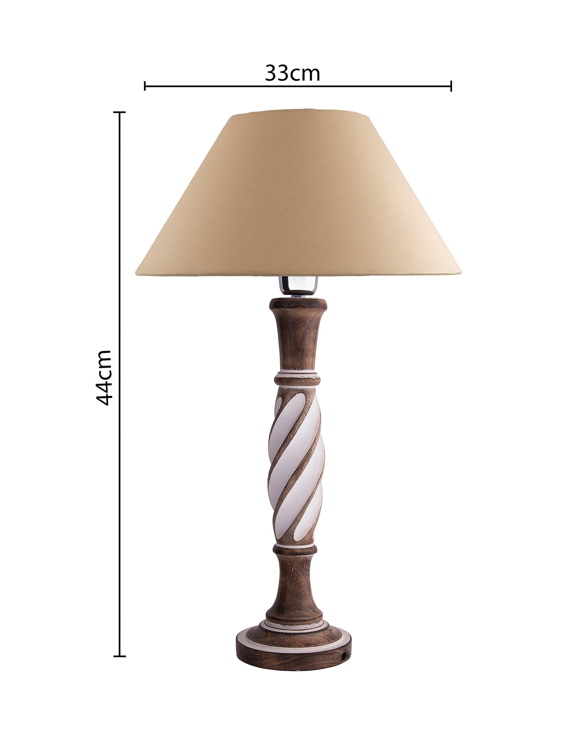 Antique White Twister wooden table lamp with shade