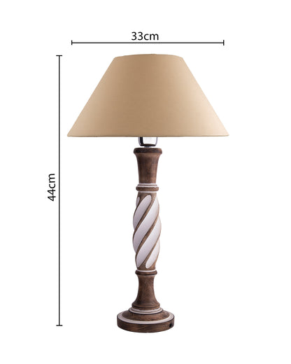 Antique White Twister wooden table lamp with shade