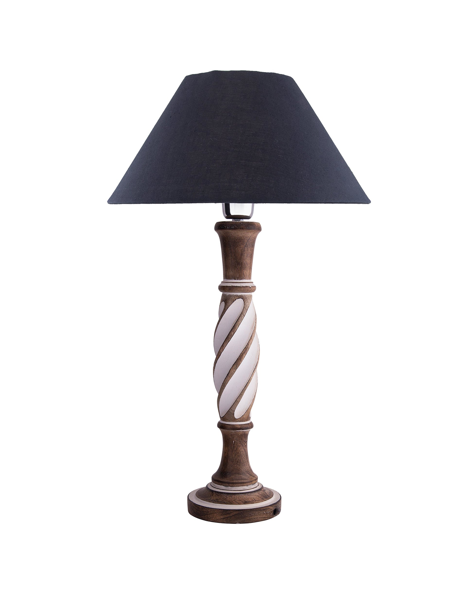 Antique White Twister wooden table lamp with shade