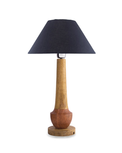 Classic Cubist Wooden Table lamp, with shade