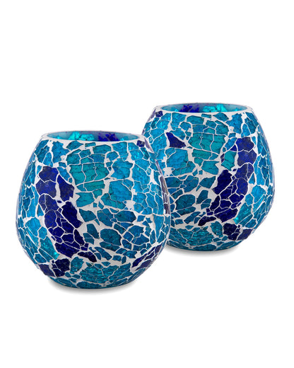 Moroccan Glass Mosaic Candle Holder, Tea Light holder Votive, Set of 2