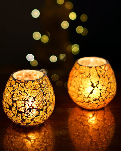 Moroccan Glass Mosaic Candle Holder, Tea Light holder Votive, Set of 2