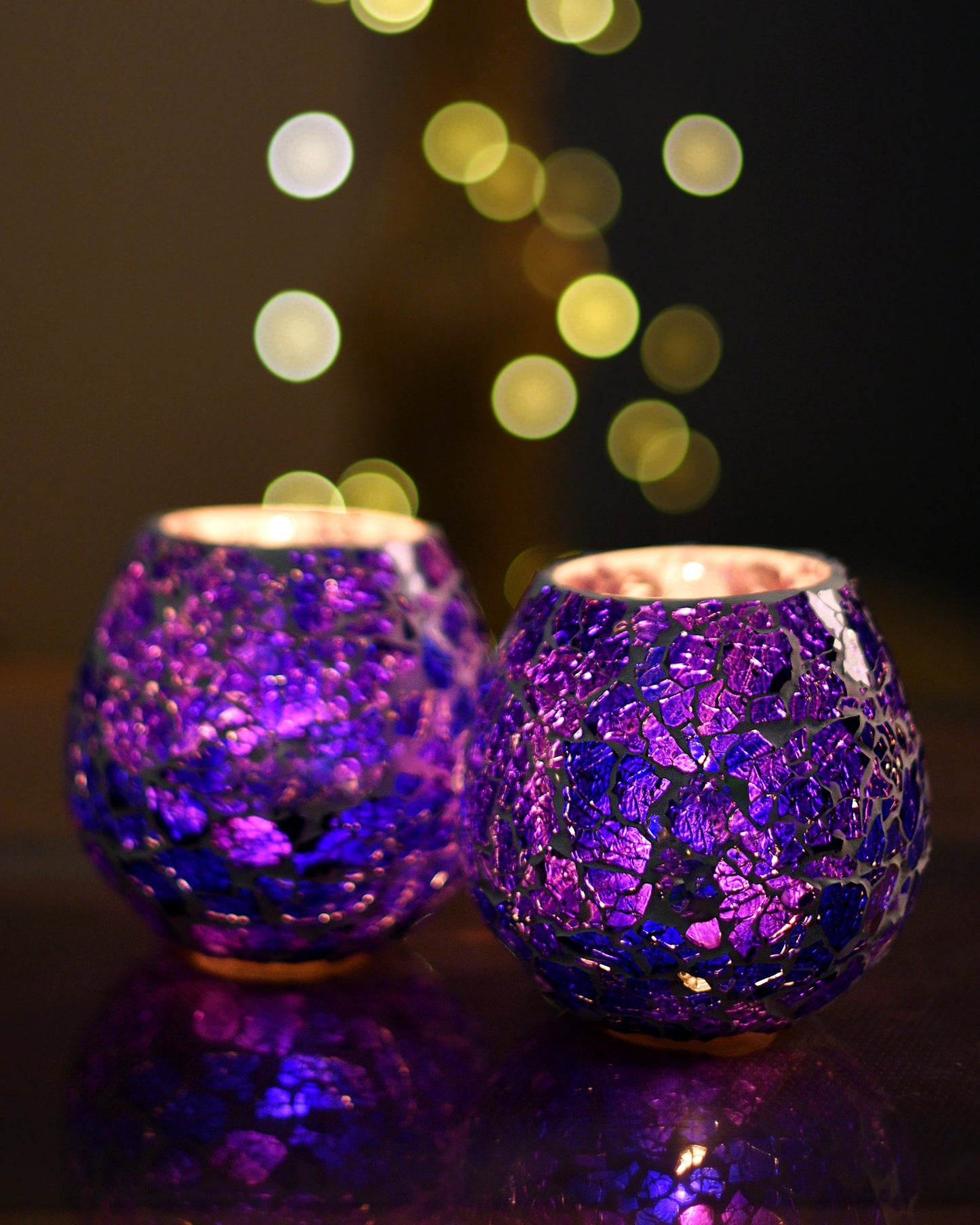 Moroccan Glass Mosaic Candle Holder, Tea Light holder Votive, Set of 2