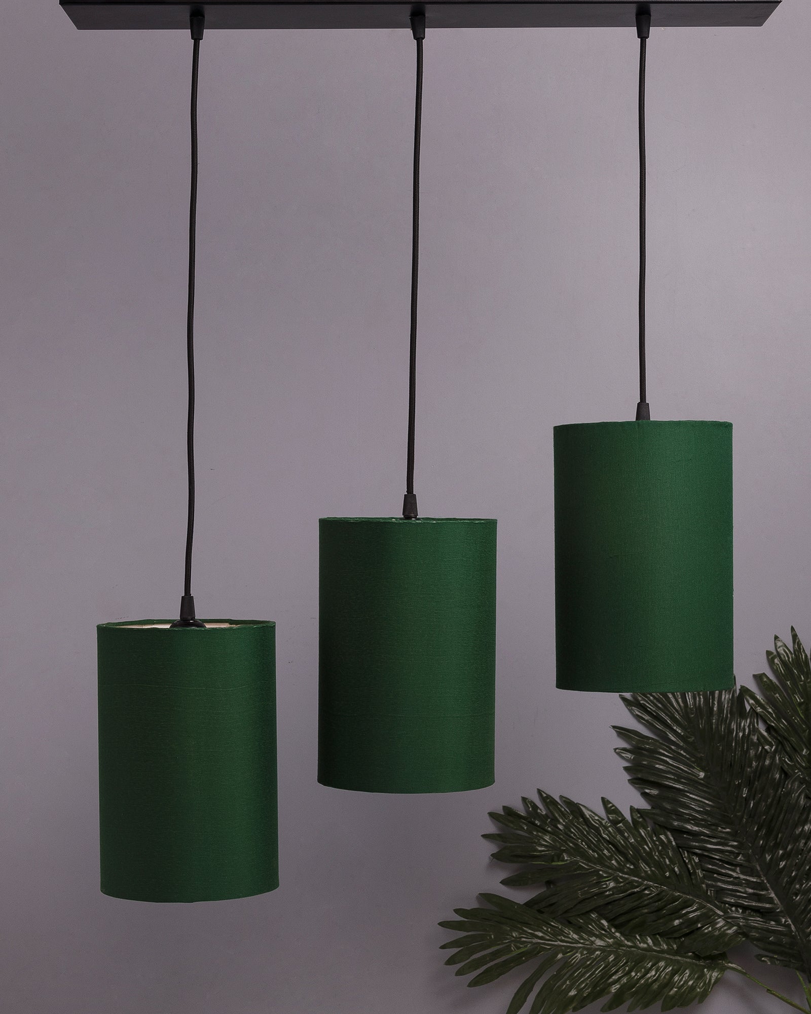 3-Lights Linear Cluster Chandelier Classic Cylinder Hanging Shade Pendant, Decorative, Black, Kitchen Area and Dining Room Light, LED/Filament Light