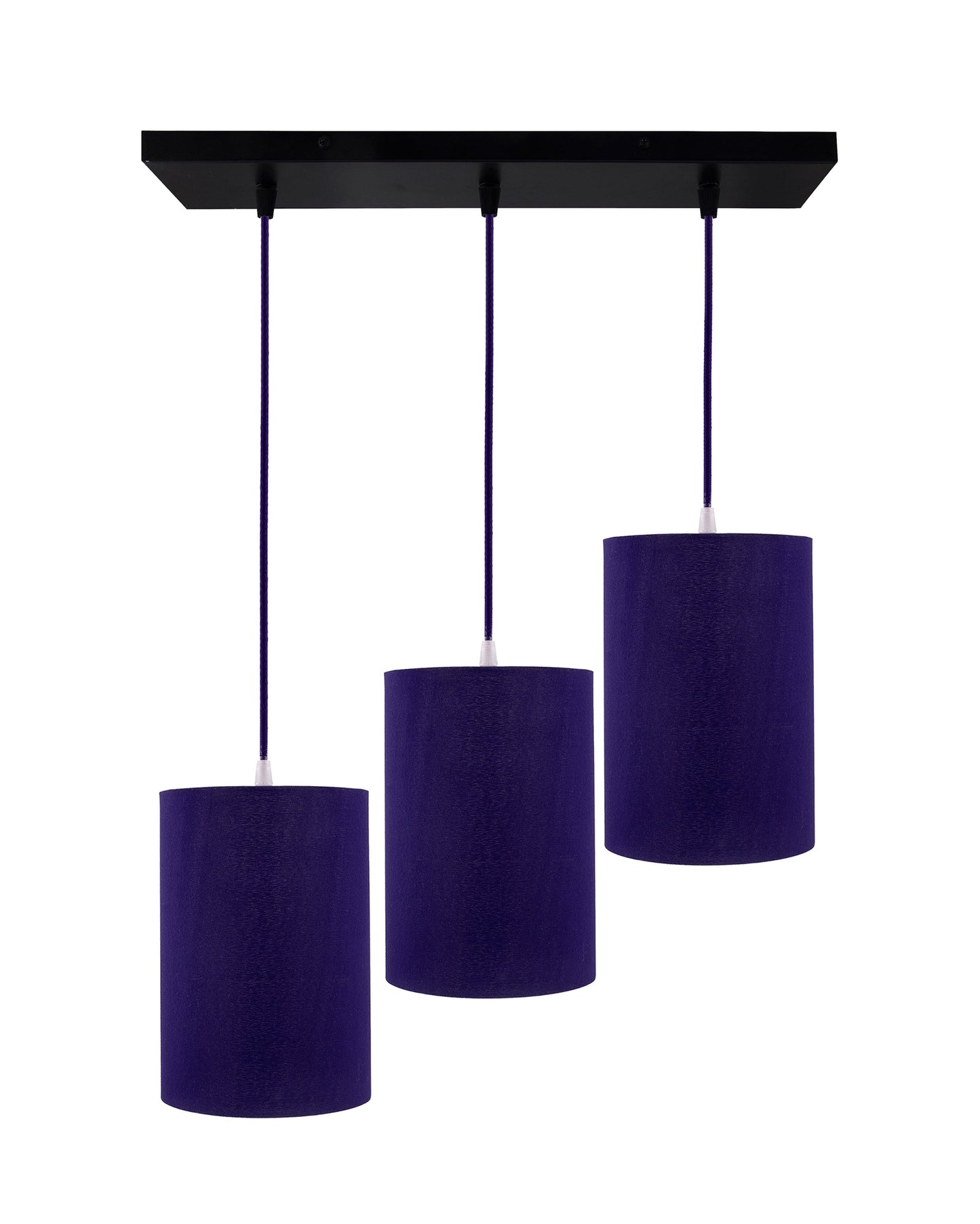3-Lights Linear Cluster Chandelier Classic Cylinder Hanging Shade Pendant, Decorative, Black, Kitchen Area and Dining Room Light, LED/Filament Light