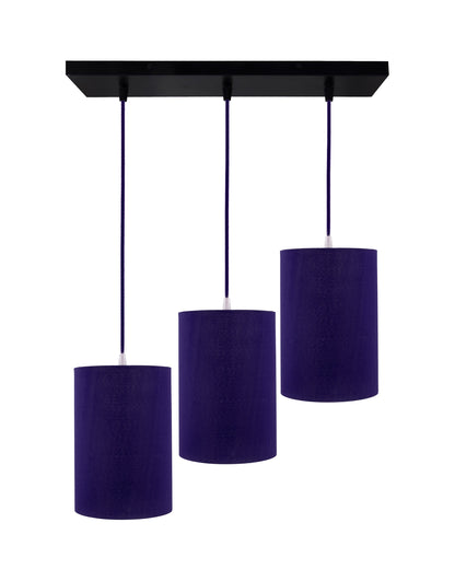 3-Lights Linear Cluster Chandelier Classic Cylinder Hanging Shade Pendant, Decorative, Black, Kitchen Area and Dining Room Light, LED/Filament Light